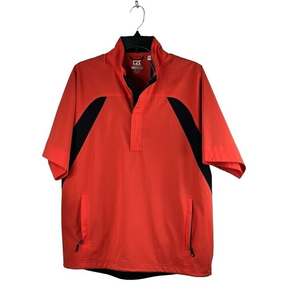 CB Weather Tec Pullover Shirt Cutter and Buck Orange Black 1/4 Zip Mens Golf S - Picture 3 of 12